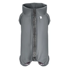 Дощовик комбінезон для собак середніх порід WAUDOG Clothes Collar водонепроникний захисний від бруду з блискавкою на спині сірий розмір M35 довжина 32-35 см обхват грудей 59-62 см шиї 37-40 см (198711