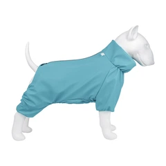 Дощовик комбінезон для собак дрібних порід та цуценят WAUDOG Clothes Collar водонепроникний захисний від бруду з блискавкою на спині блакитний розмір XS25 довжина 22-25 см обхват грудей 36-38 см шиї 2