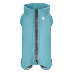 Дощовик комбінезон для собак дрібних порід та цуценят WAUDOG Clothes Collar водонепроникний захисний від бруду з блискавкою на спині блакитний розмір XS25 довжина 22-25 см обхват грудей 36-38 см шиї 2