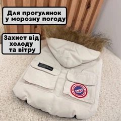 Жилетка зимова для собак CANADA GOOSE з капюшоном бежева Розмір M