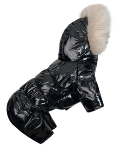 Зимовий комбінезон для собак Dogs Bomba лакований чорний A-69 7 р.