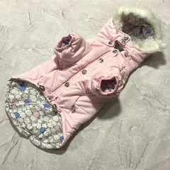 Зимова куртка для собак Бантики на спинці, з капюшоном, рожева XL Is Pet 000355320
