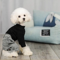 Трикотажний комбінезон для собак штани із сірого джинсу Levi, чорного кольору S Cheepet (zoo0005708)