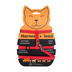 Collar Шлея Dog Extreme з нейлону для котів з повідцем, червона (42853)