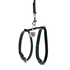 Collar Шлея з повідцем для собак шкіряна WAUDOG Glamour з QR паспортом, Ш 12 мм, А 25-33 см, В 35-43 см чорний