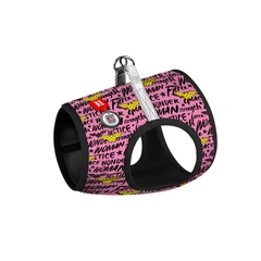 Collar Шлея для собак м'яка WAUDOG Clothes з QR паспортом, малюнок "Диво-жінка в рожевому", XS1, В 24-27 см, С 18-20 см