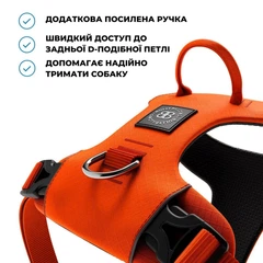 Шлея для собак з нагрудним кільцем та ручкою BullyBillows Lightweight Air Mesh Harness XS: ОШ 25-33 см, ОГ 33-43 см Помаранчевий