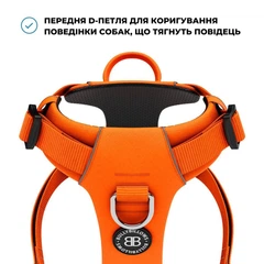 Шлея для собак з нагрудним кільцем та ручкою BullyBillows Lightweight Air Mesh Harness XS: ОШ 25-33 см, ОГ 33-43 см Помаранчевий