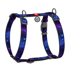 Шлея анатомічна з QR адресником WAUDOG Nylon малюнок "NASA21" M (4823089370422)