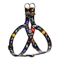 Шлейка для собак анатомічна WAUDOG Collar Nylon з QR паспортом розмір М малюнок NASA