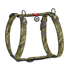 Шлея анатомічна з QR адресником WAUDOG Nylon малюнок "Мілітарі" M (4823089357409)