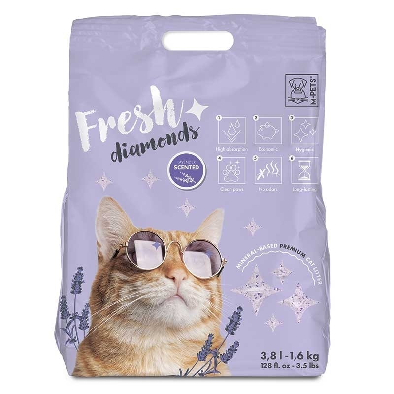 M Pets M-Pets (М-Петс) Fresh Diamonds Silica Cat Litter Lavender - Наповнювач силікагелевий для котячого туалету з ароматом лаванди