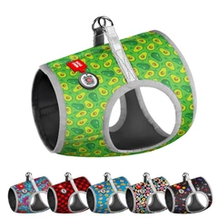 Collar Шлея для собак м'яка WAUDOG Clothes з QR паспортом, малюнок "Авокадо", XS3, В 32-35 см, С 22-24 см