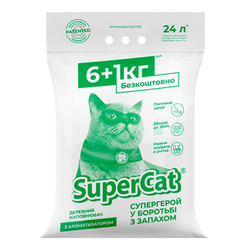 SuperCat Super Cat (Супер Кет) - Деревний наповнювач з ароматом лаванди для котячих туалетів