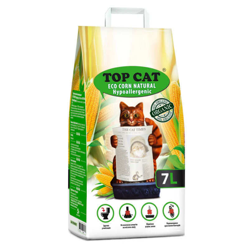 Top Cat Eco Corn Clumping Cat Litter Hypoallergenic - Кукурудзяний гіпоалергенний наповнювач для котячих туалетів