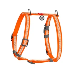 Шлея для собак водостійка анатомічна Н-подібна WAUDOG Waterproof з QR-паспортом світловідбивна пластикова пряжка-фастекс S Ш 15 мм А 28-42 см В 34-51 см помаранчевий