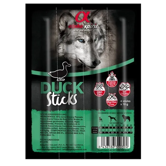Alpha Spirit Ласощі Duck Sticks качка для собак