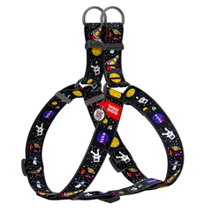 Шлея для собак WAUDOG Nylon з QR-паспортом, малюнок "NASA", пластиковий фастекс, XL, Ш 35 мм, А=В 70-100 см