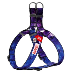 Шлея для собак WAUDOG Nylon з QR-паспортом, малюнок "NASA21", пластиковий фастекс, XL, Ш 35 мм, А=В 70-100 см