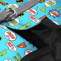 Шлея для собак м'яка WAUDOG Clothes з QR-паспортом, малюнок "Ліга Справедливості", XS1, В 24-27 см, С 18-20 см