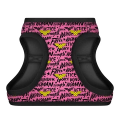 Шлея для собак м'яка WAUDOG Clothes з QR-паспортом, малюнок "Диво-жінка в рожевому", XS1, В 24-27 см, С 18-20 см