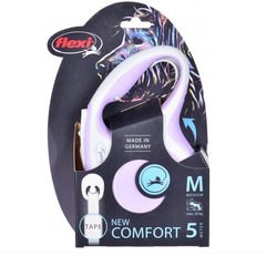 Повідець-рулетка для собак Flexi New Comfort М до 25 кг бузкова стрічка 5 м 43608