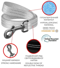 Повідець для собак WAUDOG Re-cotton з відновленої бавовни 200 см 15 мм Зелений (030418)