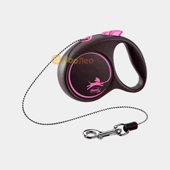 Рулетка для собак Flexi BLACK DESIGN S рожева, 5 м до 12 кг (трос)