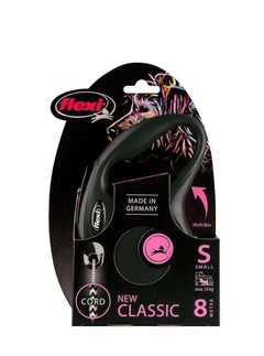 Flexi (Флексі) New Classic S Long cord - Повідець-рулетка для собак дрібних порід, трос (8 м, до 12 кг) чорний