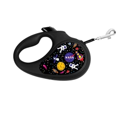 Повідець-рулетка для собак Waudog R-leash NASA зі світловідбивною стрічкою XS до 12 кг 3 м Чорний (8123-0047-01 Col)