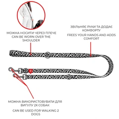 Повідець-перестібка для собак WAUDOG Nylon, малюнок "Зебра", розмір M, 300 см, 20 мм (336-0055)
