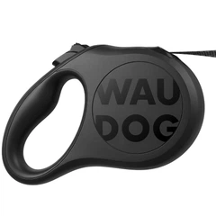 Автоматичний повідець-рулетка для собак WAUDOG R-leash Monochrome для середніх порід до 25 кг, М, світловідбиваюча стрічка, 5 м, чорний (18631)