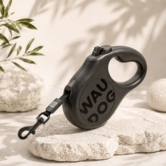 Повідець-рулетка для собак WAUDOG R-leash Monochrome Black, S, до 15 кг, 5 м, світловідбивна стрічка, чорна