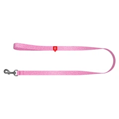 Повідець для собак середніх порід одинарний WAUDOG Re-cotton світловідбиваючий рожевий M з відновленої бавовни міцний металевий карабін стрічка ширина 20 мм довжина 150 см екологічна надійна амуніція