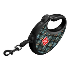 Повідець-рулетка для собак дрібних порід WAUDOG R-leash з контейнером для пакетів малюнок Луска розмір S довжина 3 м до 12 кг світловідбивна стрічка пластиковий надійна амуніція для щоденного вигулу 2