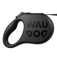 Повідець-рулетка для собак WAUDOG R-leash чорний розмір XS довжина 3 м до 12 кг світловідбивна стрічка пластиковий з металевим карабіном надійна амуніція для безпечного вигулу тварин щоденних прогулян