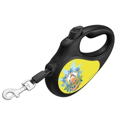 Повідець-рулетка для собак Waudog R-leash Рік та Морті 2 зі світловідбивною стрічкою L до 50 кг 5 м Чорний (8126-0281-01 Col)