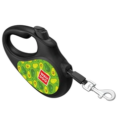 Повідець-рулетка для собак Waudog R-leash Авокадо зі світловідбивною стрічкою M до 25 кг 5 м Чорний (8125-0048-01 Col)