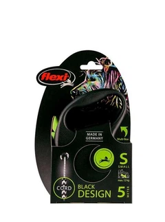 Flexi (Флексі) Black Design S - Повідець-рулетка для собак середніх порід, трос (5 м, до 12 кг) зелений