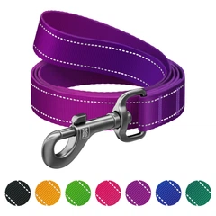 Повідець для собак нейлоновий WAUDOG Nylon Mono, світловідбивний, S, Ш 15 мм, Дов 200 см, фіолетовий 46359