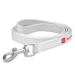 Повідець для собак шкіряний WAUDOG Design, малюнок "я люблю свою собаку", L-XXL, Ш 25 мм, Дов 122 см білий