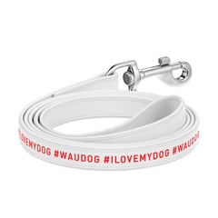 Повідець для собак шкіряний WAUDOG Design, малюнок "я люблю свою собаку", L-XXL, Ш 25 мм, Дов 122 см білий