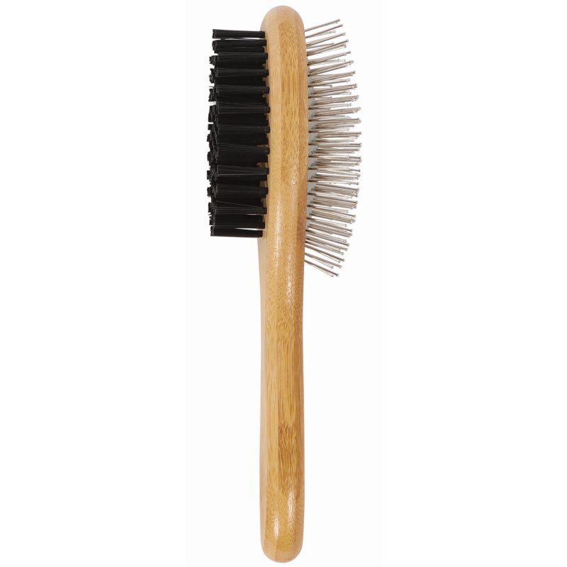 M Pets M-Pets (М-Петс) Bamboo Double-Sided Pin Brush - Щітка двостороння з ручкою з бамбука для собак та котів