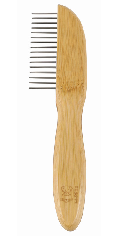 M Pets M-Pets (М-Петс) Bamboo Regular Comb with Rotating Teeth - Гребінець з зубами, що обертаються, з бамбука для собак та котів