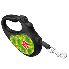 Повідець-рулетка для собак WAUDOG R-leash, малюнок "Авокадо", XS, до 12 кг, 3 м, світловідбиваюча стрічка чорний 8123-0048-01