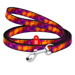 Повідець для котів та дрібних порід собак нейлоновий WAUDOG Nylon, малюнок "Куби 3Д", XS, Ш 10 мм, Дл 122 см