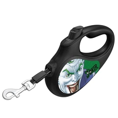 Повідець-рулетка для собак WAUDOG R-leash, малюнок "Джокер Зелений", L, до 50 кг, 5 м, світловідбиваюча стрічка чорний
