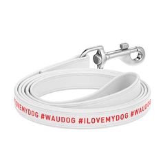 Повідець для собак шкіряний WAUDOG Design, малюнок "я люблю свого собаку", L-XXL, Ш 25 мм, Дл 122 см білий