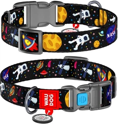 Нашийник для собак нейлоновий WAUDOG Nylon з QR паспортом малюнок "NASA" пластиковий фастекс Ш 20 мм Дов 28-40 см (4749Collar)