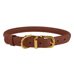 Нашийник для Собак Круглий Шкіряний BronzeDog Premium Crazy Коньячний 9 мм 36-46 см (00244)
